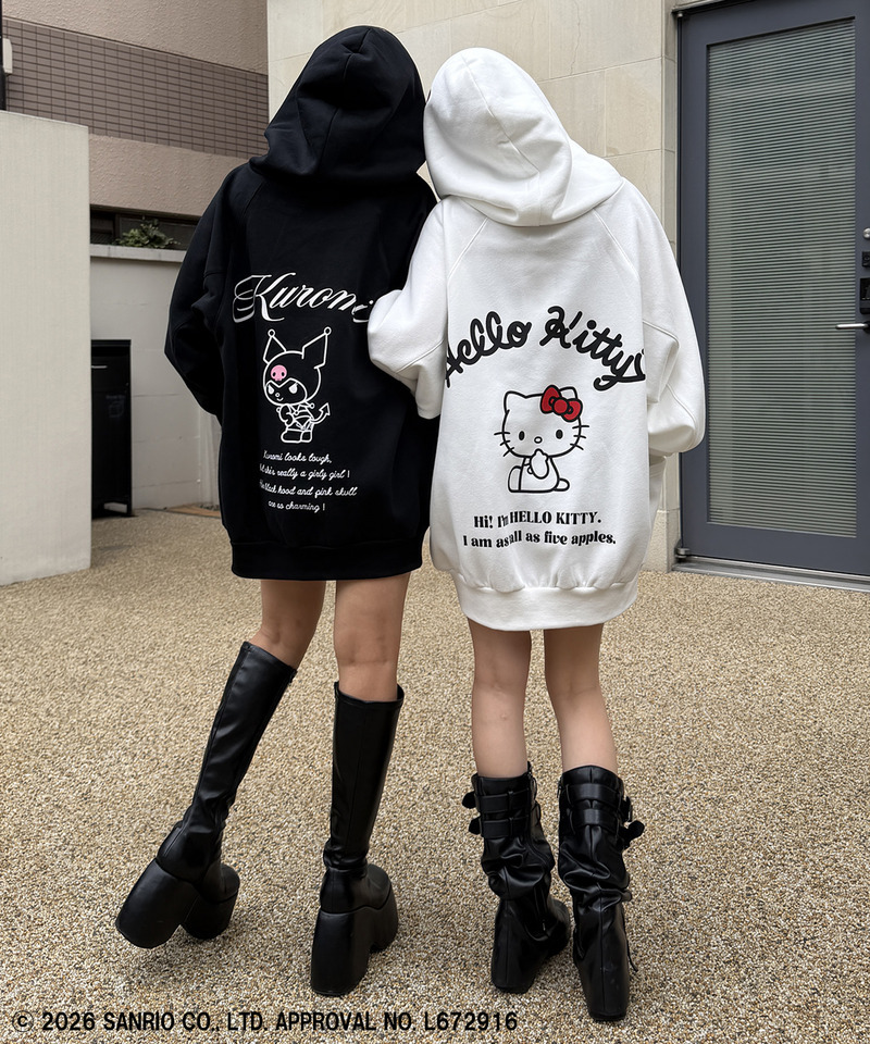 【Sanrio/サンリオキャラクターズ】ハローキティバックプリントドルマンパーカー 詳細画像 ホワイト 3