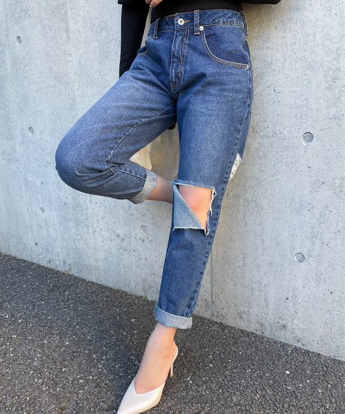 ローライズダメージデニム 詳細画像