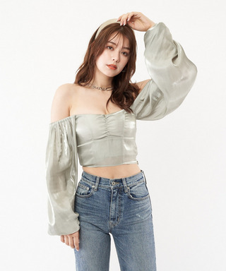 袖ボリュームギャザーブラウス