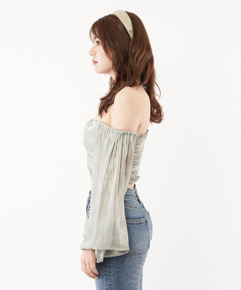 袖ボリュームギャザーブラウス 詳細画像 グリーン 2