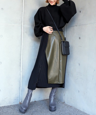 サイドプリーツアシメロングスカート