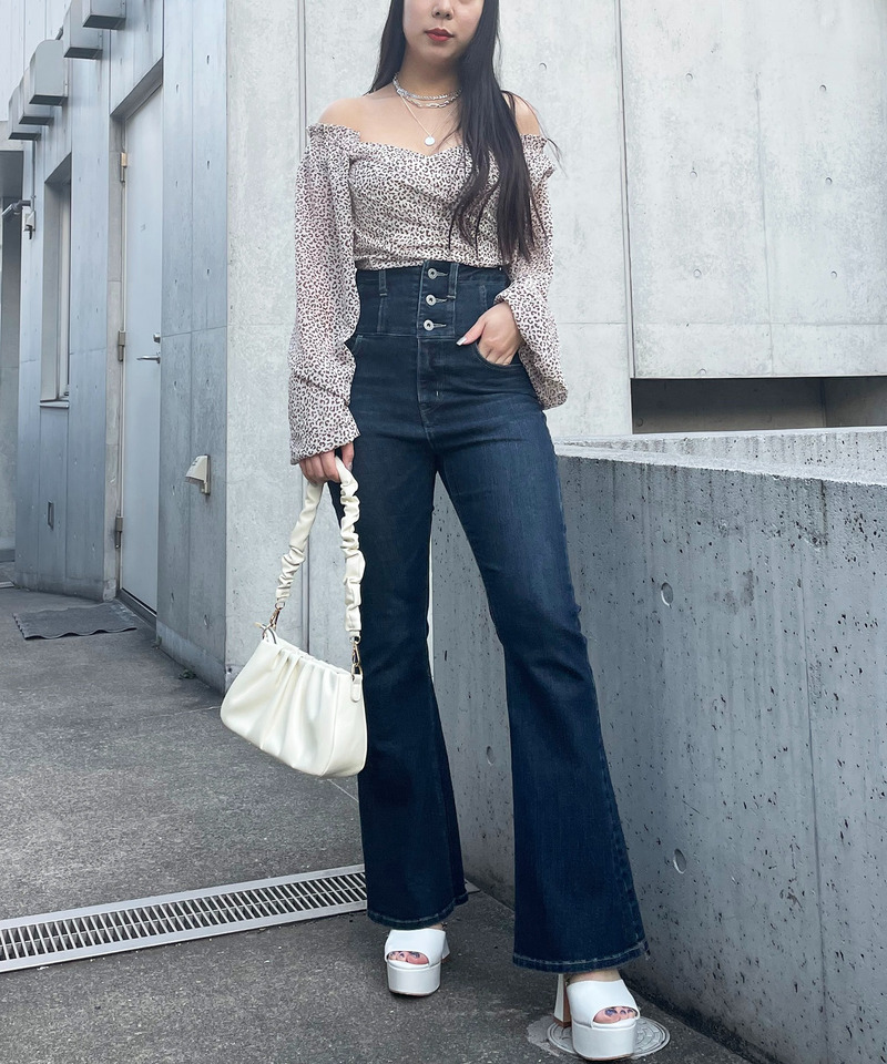 オフショルレオパード柄ブラウス 詳細画像 オフホワイト系 4