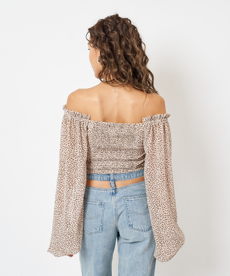 オフショルレオパード柄ブラウス 詳細画像 オフホワイト系 7