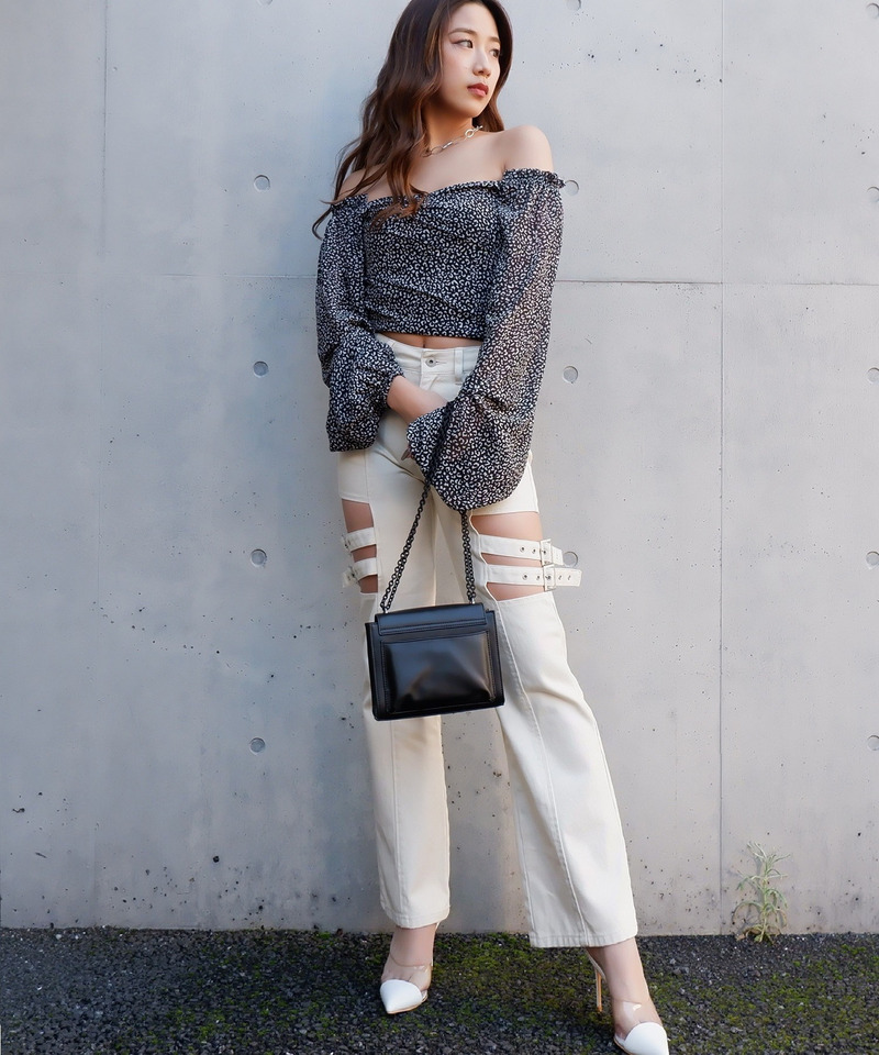 オフショルレオパード柄ブラウス 詳細画像 ブラック系 4