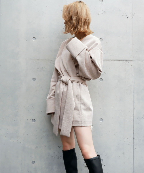 ヘリンボンガウンカーディガン 詳細画像