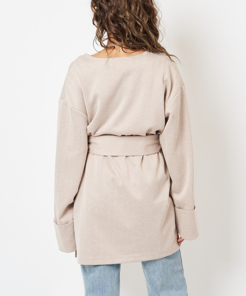 ヘリンボンガウンカーディガン 詳細画像 ベージュ 10