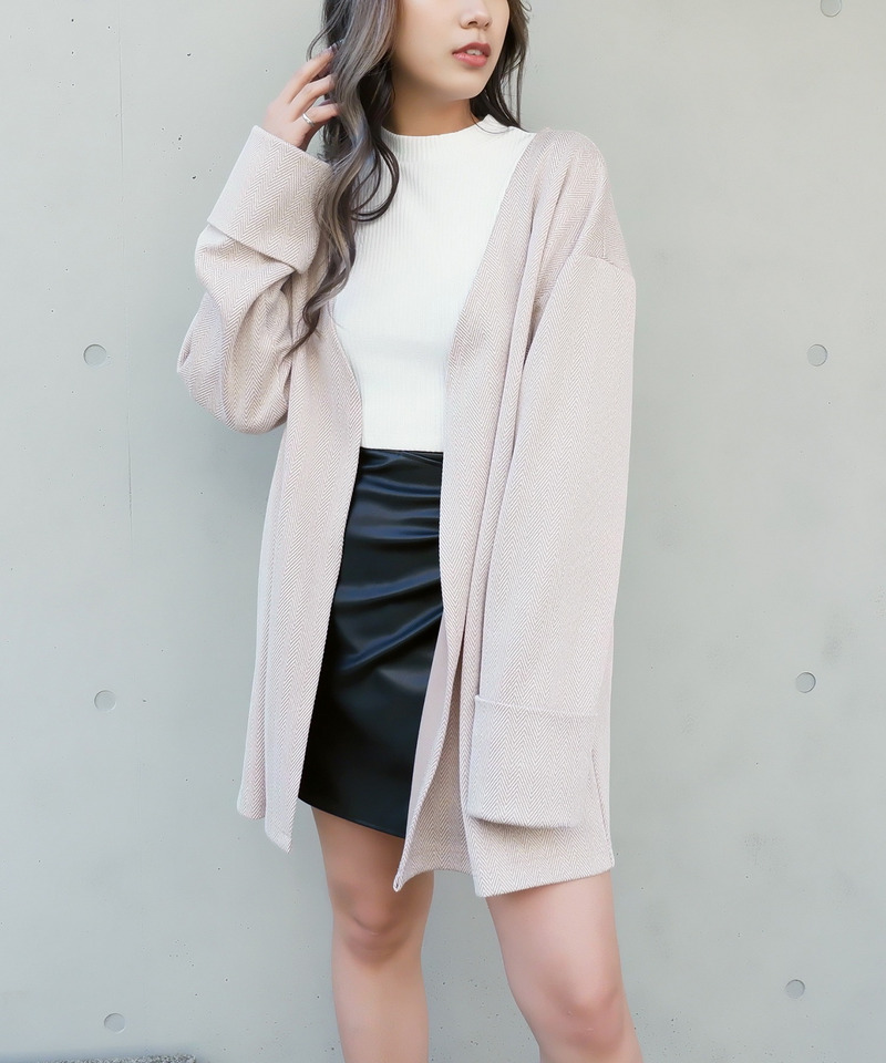 ヘリンボンガウンカーディガン 詳細画像 ベージュ 4