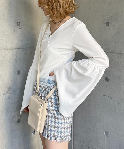 袖フレアカシュクールトップス 詳細画像