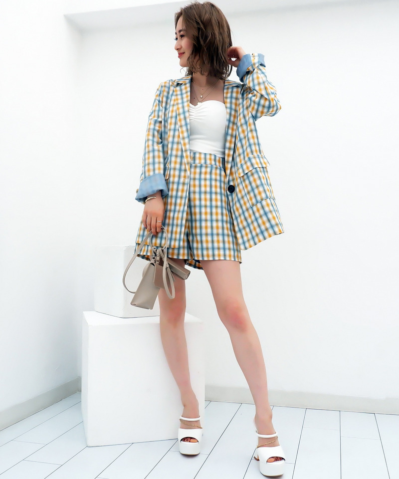 チェック柄ショートパンツ 詳細画像 イエロー系 2