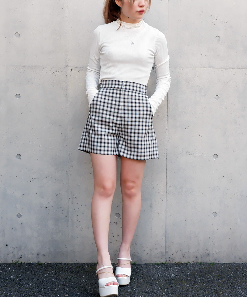チェック柄ショートパンツ 詳細画像 ブラック系 2