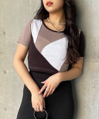 ミックスパターンリブトップス