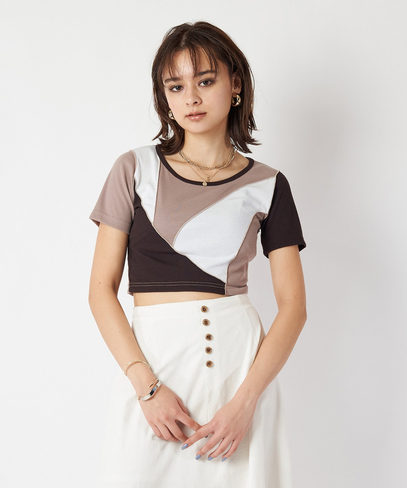ミックスパターンリブトップス 詳細画像 ベージュ系 3