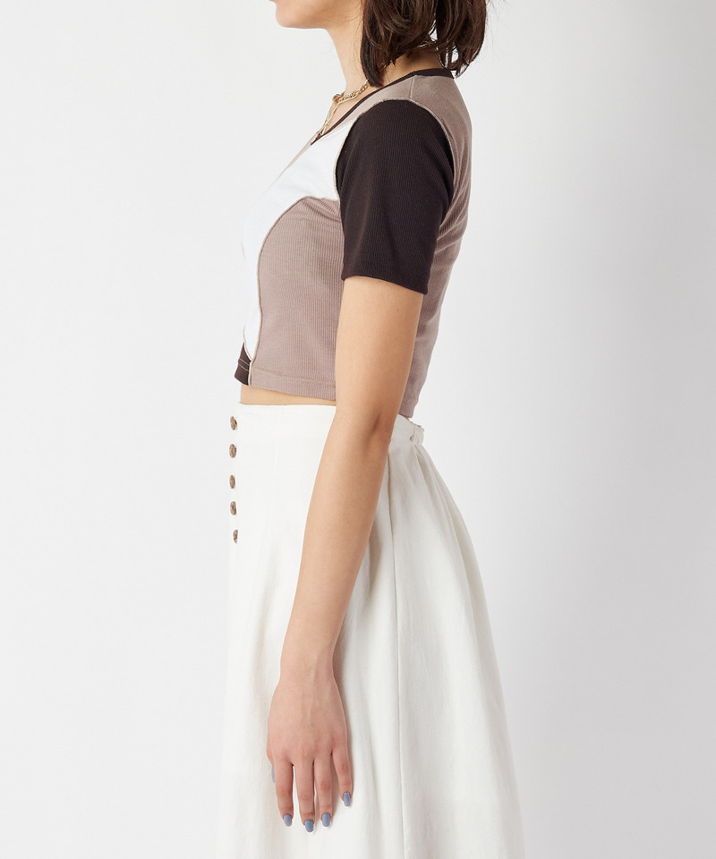ミックスパターンリブトップス 詳細画像 ベージュ系 5
