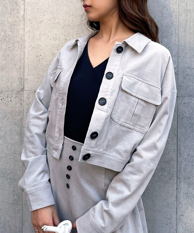 細コールショートジャケット 詳細画像 グレー 1