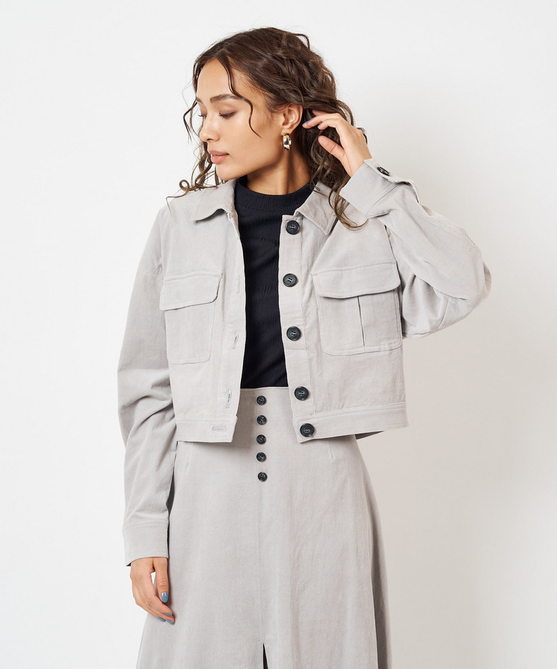 細コールショートジャケット 詳細画像 グレー 3