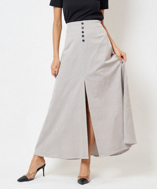 細コールスリットフレアスカート