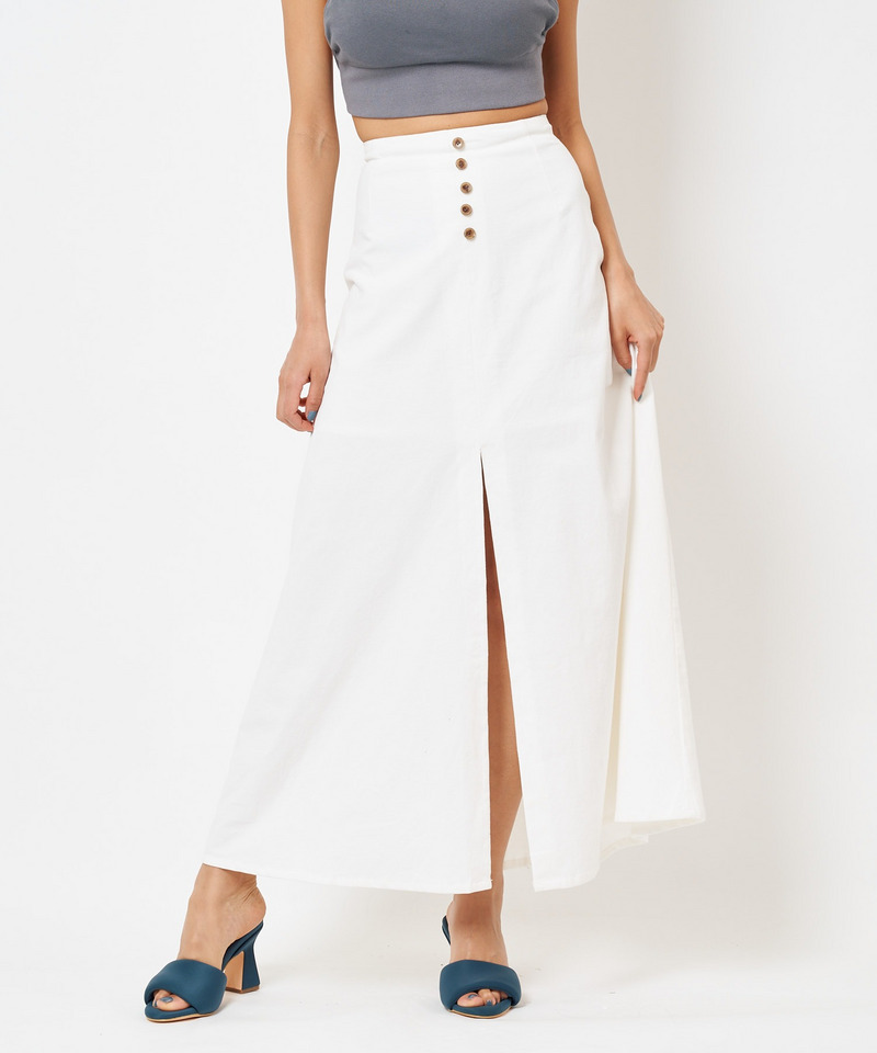 細コールスリットフレアスカート 詳細画像 オフホワイト 1