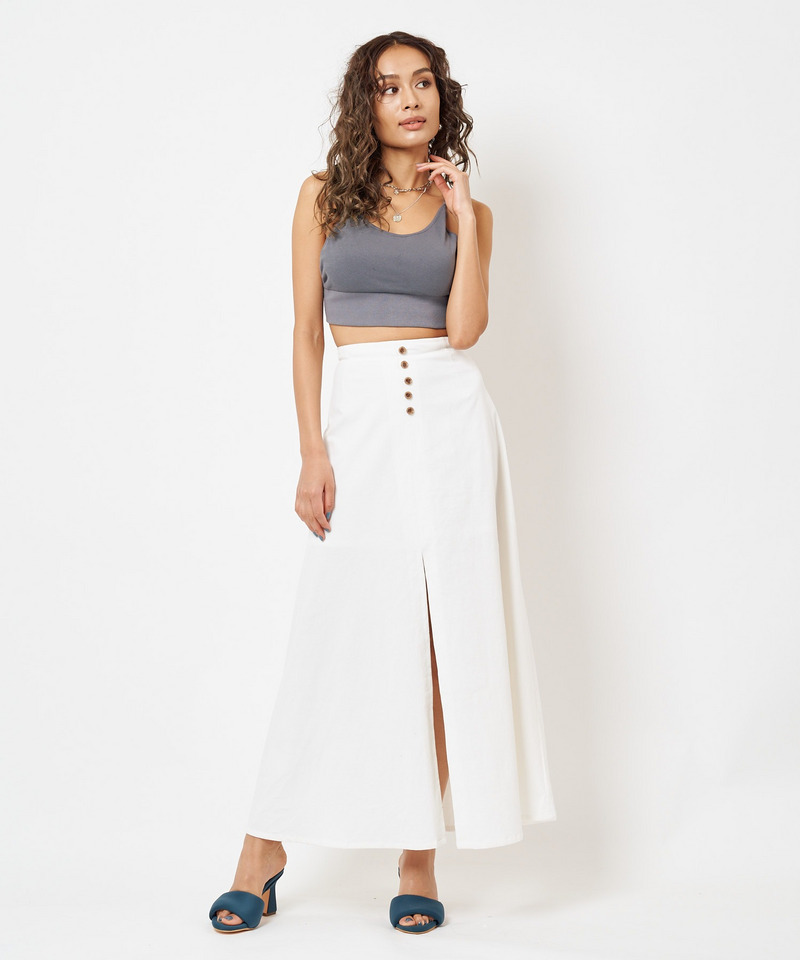 細コールスリットフレアスカート 詳細画像 オフホワイト 2