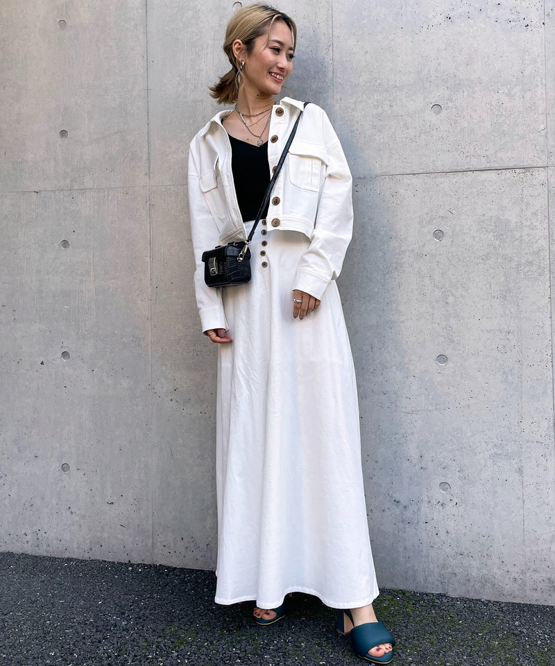 細コールスリットフレアスカート 詳細画像 オフホワイト 4