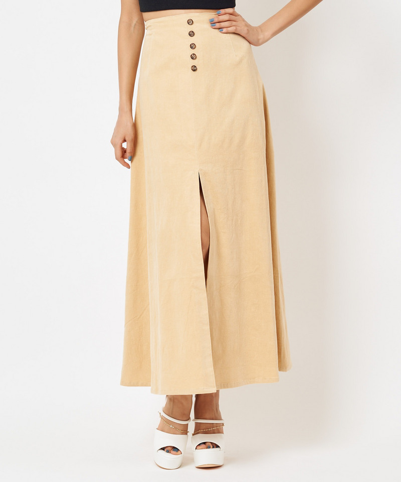 細コールスリットフレアスカート 詳細画像 ベージュ 1