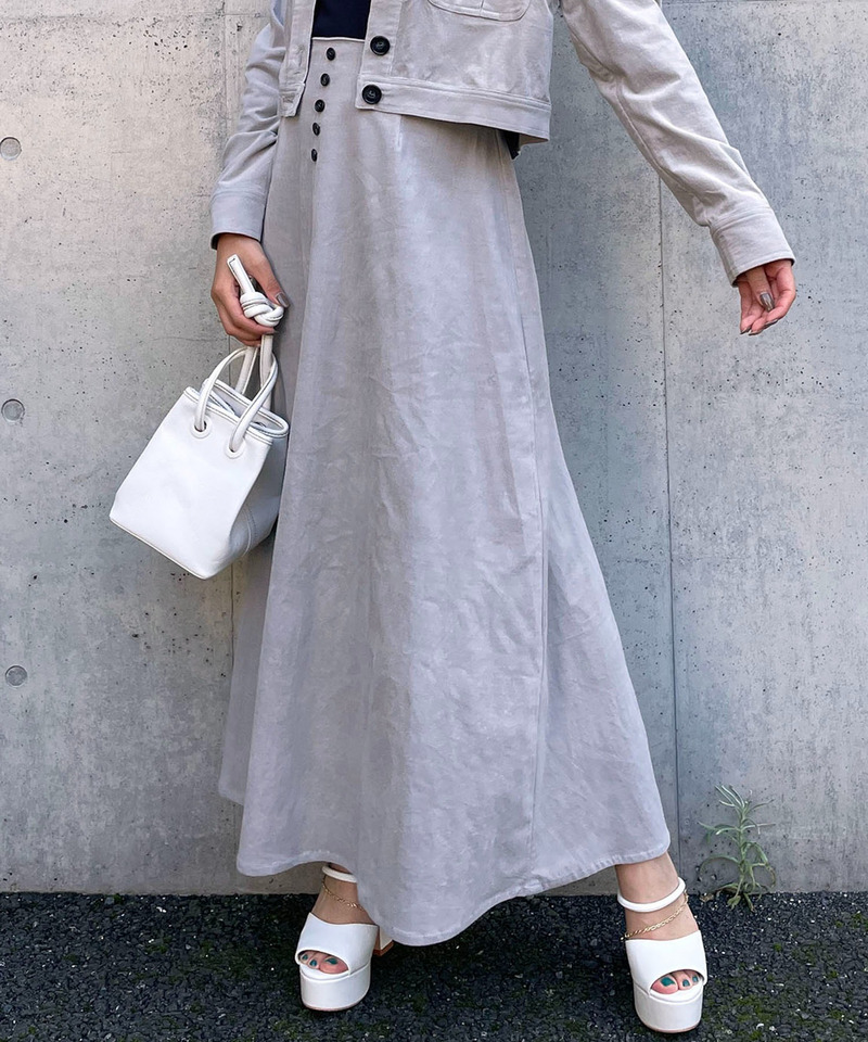 細コールスリットフレアスカート 詳細画像 グレー 2