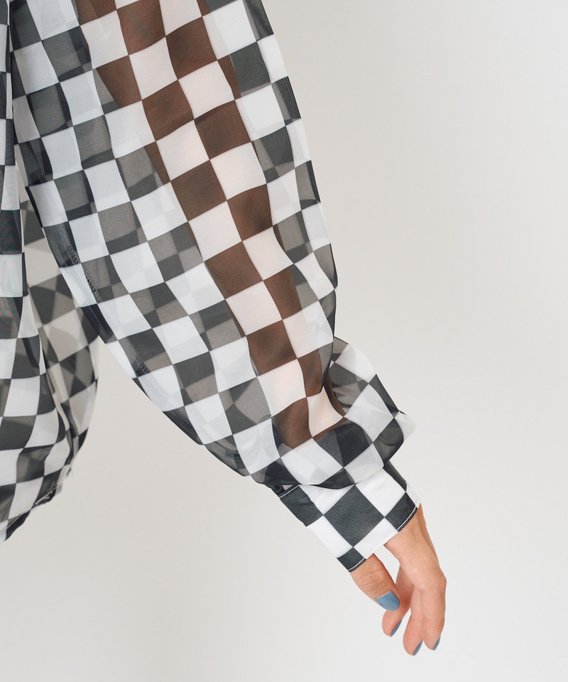 チェッカー柄シースルーオーバーシャツ 詳細画像 ブラック系 9