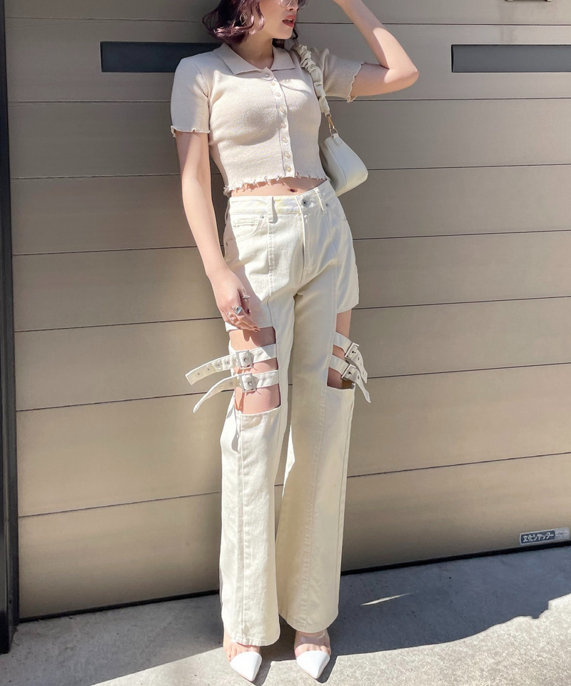 ダメージポロニット 詳細画像 ベージュ 2