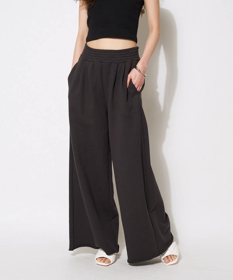 スウェットタックワイドパンツ 詳細画像 ブラック 1