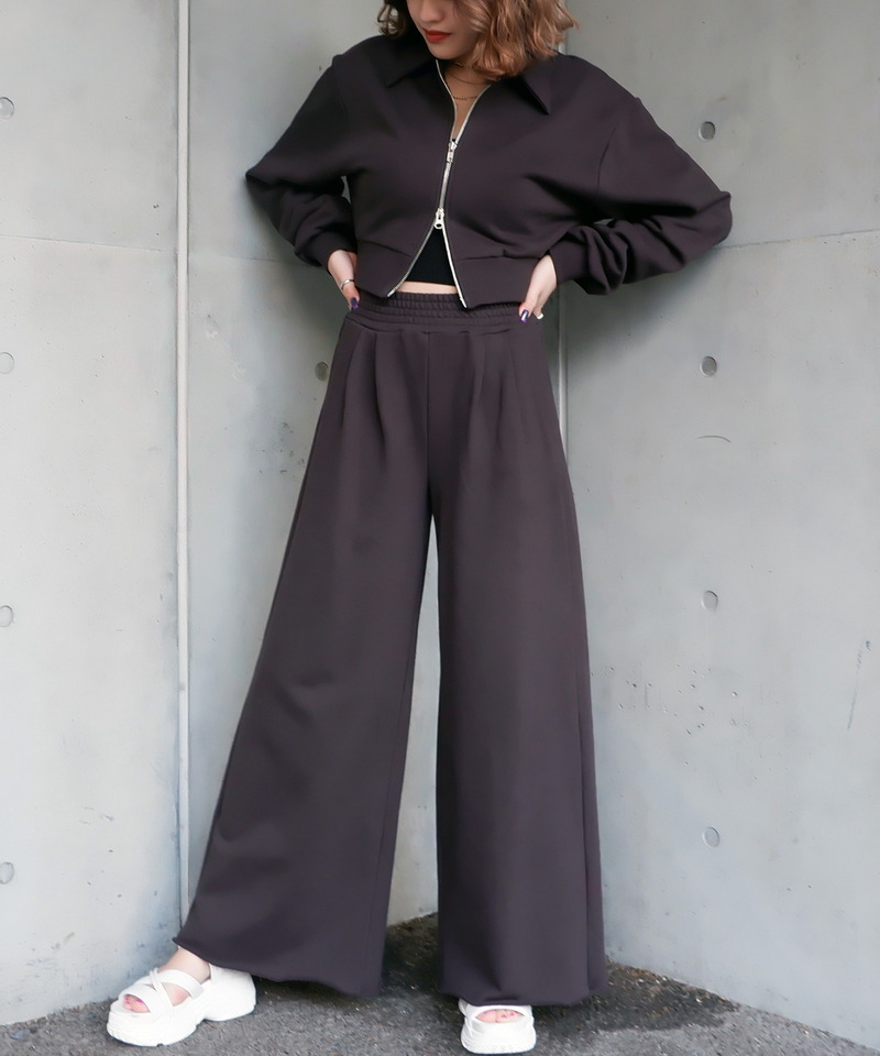 スウェットタックワイドパンツ 詳細画像 ブラック 3