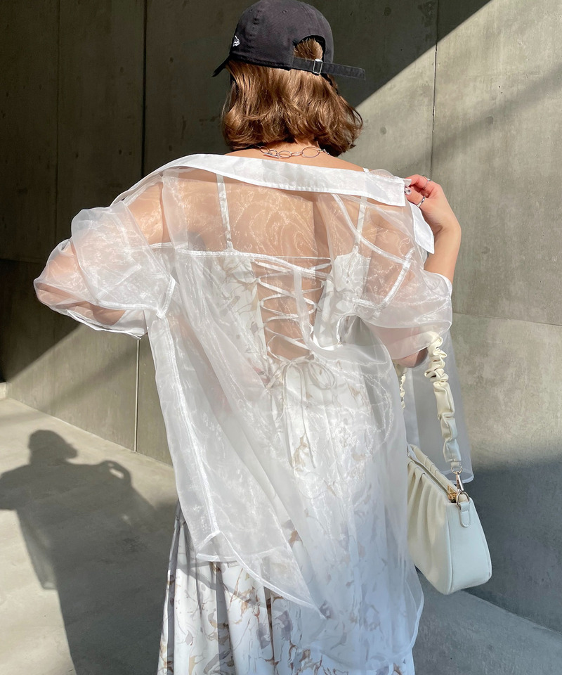 オーガンジーオーバーシャツ 詳細画像 オフホワイト 3