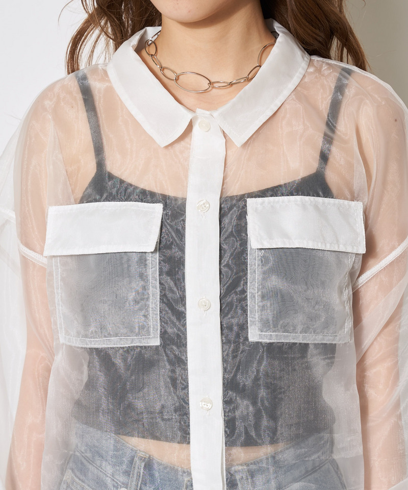 オーガンジーオーバーシャツ 詳細画像 オフホワイト 9