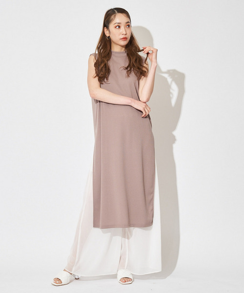 ロングスリットリブトップス 詳細画像