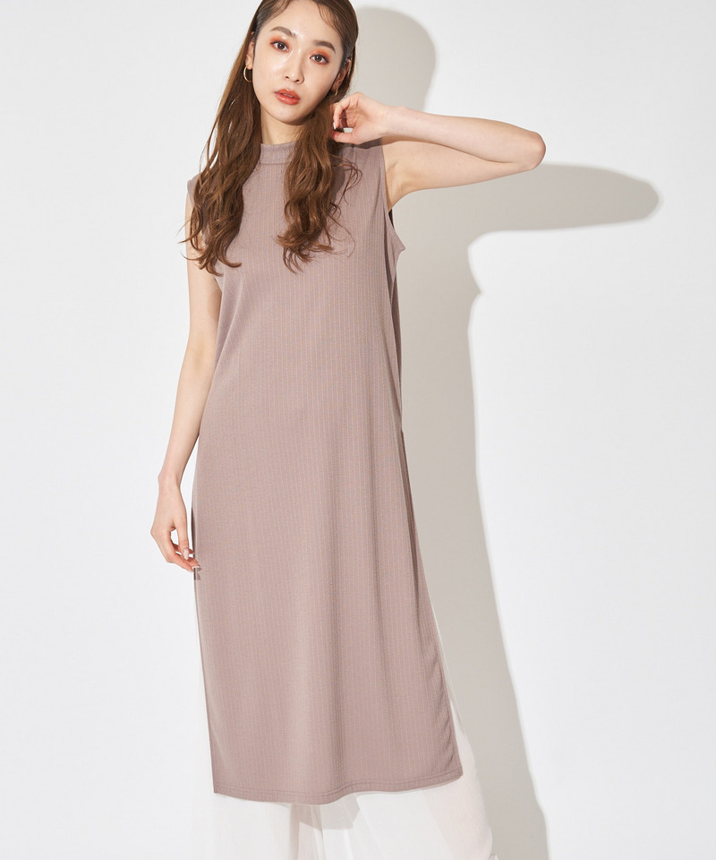 ロングスリットリブトップス 詳細画像 ベージュ 2