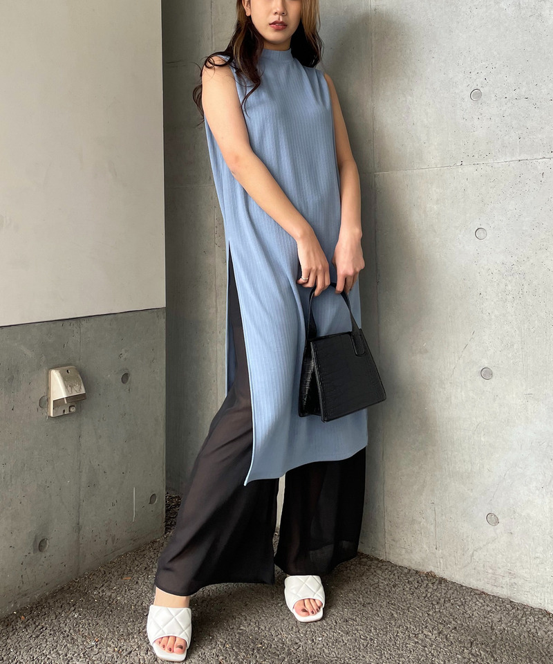 ロングスリットリブトップス 詳細画像 ブルー 3