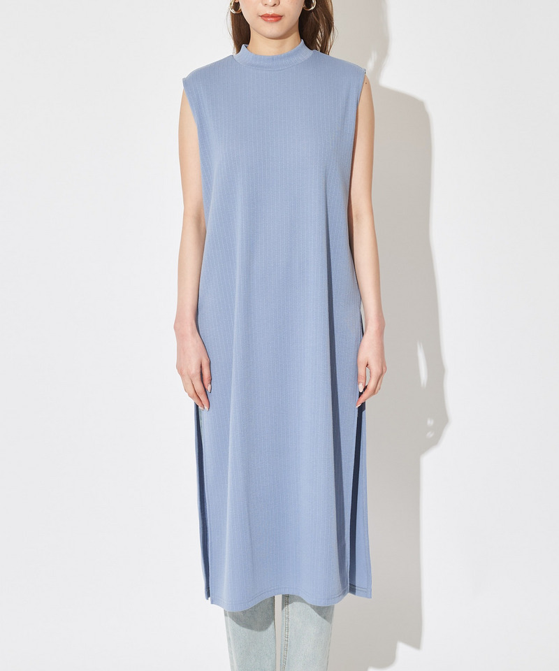 ロングスリットリブトップス 詳細画像 ブルー 4