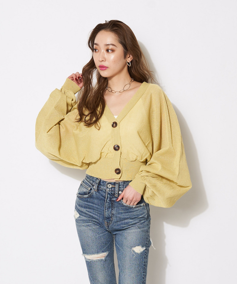 ドルマンラメカーディガン 詳細画像 グリーン 1