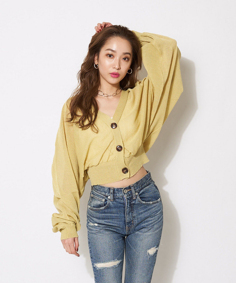 ドルマンラメカーディガン 詳細画像 グリーン 2