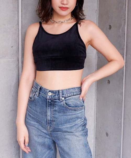 バックオープンパット付きベロアビスチェ 詳細画像