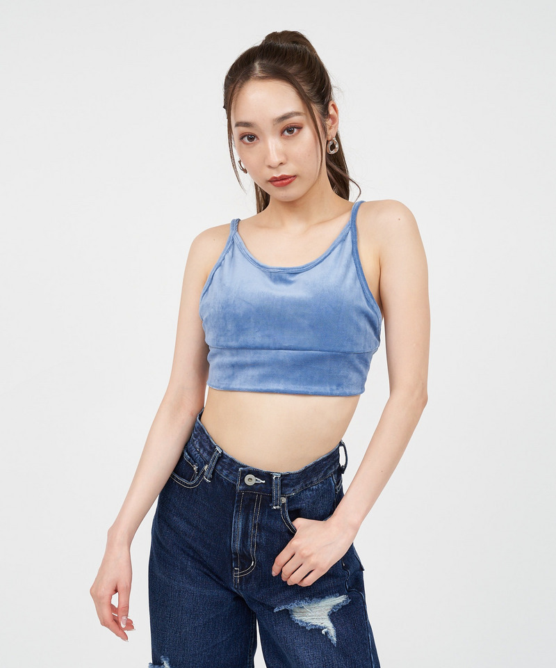 バックオープンパット付きベロアビスチェ 詳細画像 ブルー 2