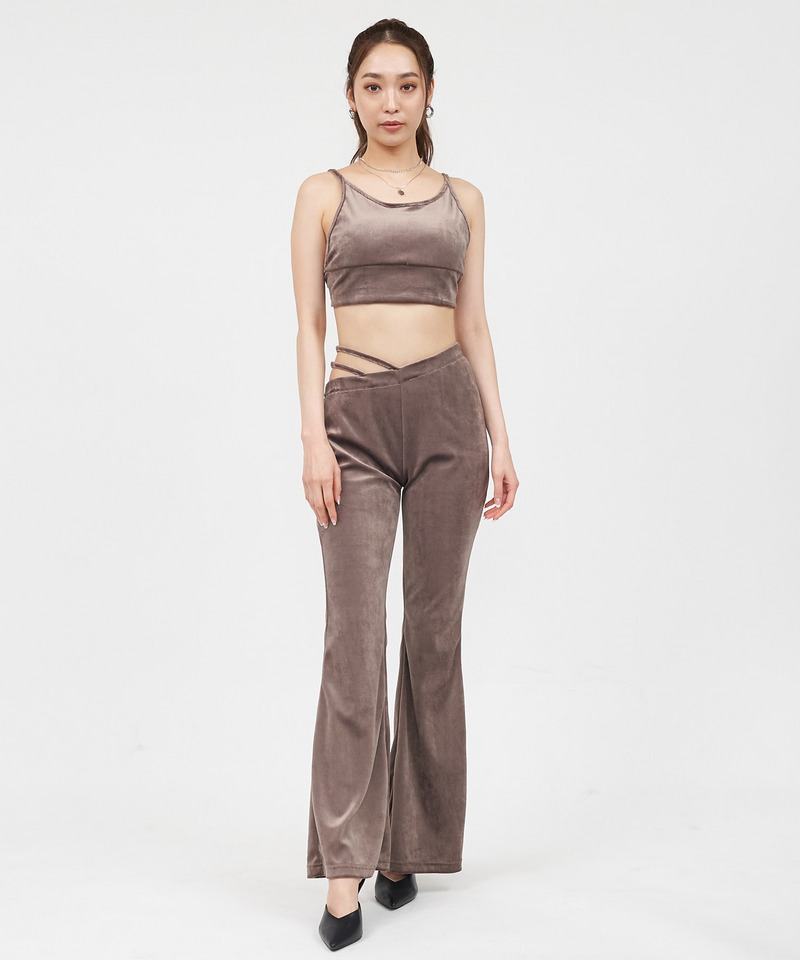 アシメフレアベロアパンツ 詳細画像 キャメル 2