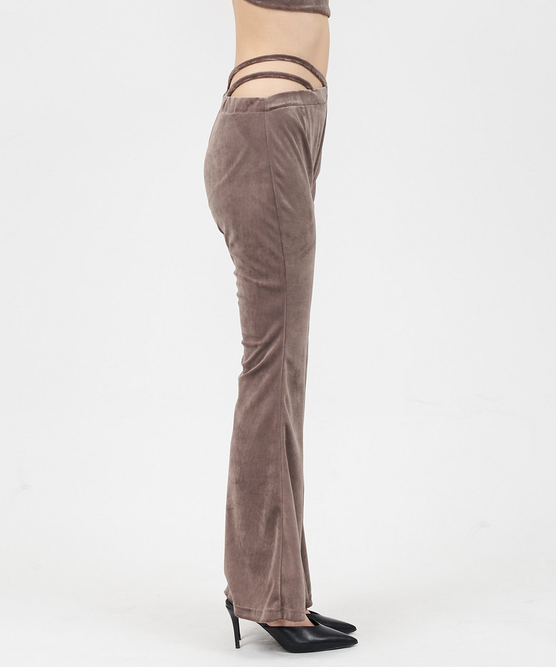 アシメフレアベロアパンツ 詳細画像 キャメル 5