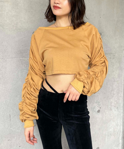 袖ギャザートップス 詳細画像