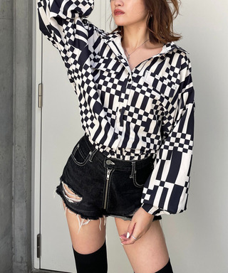 ブロックチェックショートジャケット