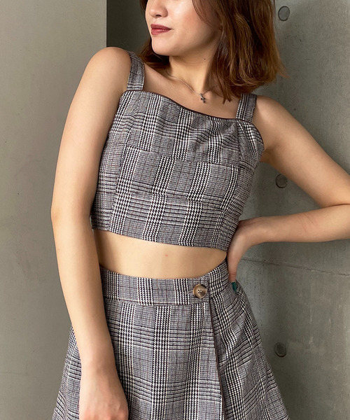 チェック柄パイピングビスチェ 詳細画像