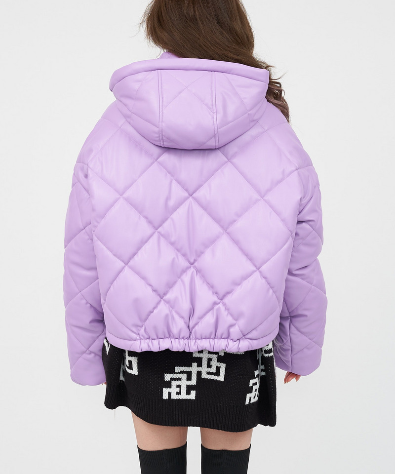 レザーライクキルティング中綿ショートジャケット  詳細画像 パープル 8