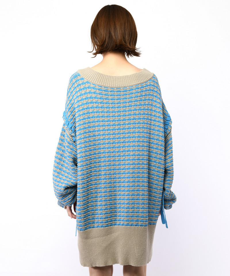 ソリッドボーダーステッチチュニックニット 詳細画像 ブルー系 6