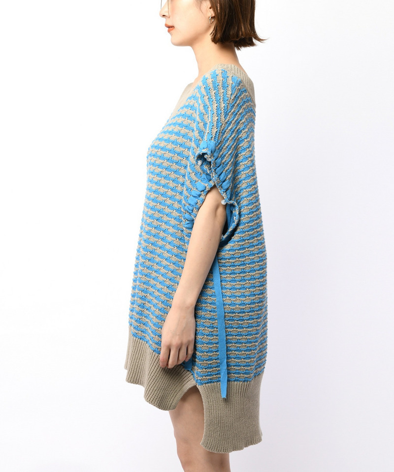 ソリッドボーダーステッチチュニックニット 詳細画像 ブルー系 8