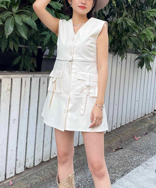 2wayレザーライクベストワンピース