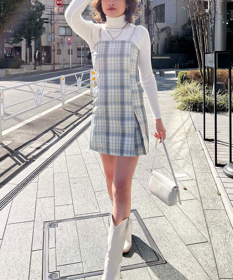 フェイクスリットキャミワンピース 詳細画像 ブルー系 4