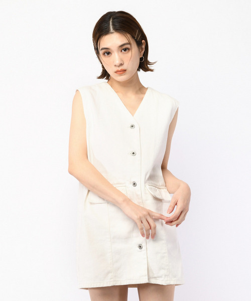 デニムベストワンピース 詳細画像
